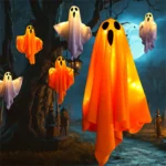 1PC Halloween LED Ghost Lights Decorations Adjustable Hanging Spooky Decor with Fairy Light Indoor Outdoor Haunted House Halloween Decoration - Image 2