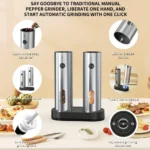 2pcs Rechargeable Electric Salt and Pepper Grinder Set USB Automatic LED Adjustable Coarseness Stainless Steel Kitchen Gadgets for Home Cooking - Image 3