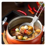6pcs Kitchen Accessories Multi-functional Folding Kitchenware Cookware Stainless Steel Portable Folding Soup Ladle, Perforated Spoon, Scraper, Spatula and Storage Bag - Image 5