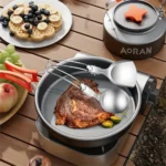 6pcs Kitchen Accessories Multi-functional Folding Kitchenware Cookware Stainless Steel Portable Folding Soup Ladle, Perforated Spoon, Scraper, Spatula and Storage Bag - Image 8