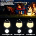 Portable Camping Lamp With Hook USB Rechargeable Tent Lighting Decorations Waterproof Garden Rechargeable Outdoor Waterproof Long-lasting Flashlight Camping Lights - Image 2