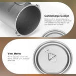 Astrolux® Ti-M1 Titanium Mug Titanium Pot Lightweight Camping Pot Titanium Cup Titanium Backpacking Pot with Portable Foldable Handles for Outdoor Camping Hiking Backpacking - Image 4