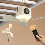 2 in 1 Portable Fan Camping Light 3600mAh Rechargeable Outdoor Camping Tent Fan New Remote Control Household Ceiling Fan Lighting
