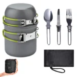 Lightweight Aluminum Alloy Camping Pot Hiking Picnic Tourist Tableware Set Outdoor Stove Pot Pan Plastic Bowl Outdoor Cookware