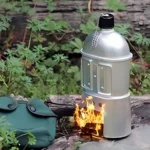 Aluminum Water Canteen Cup Wood Stove Pouch Set Portable Military Canteen for Outdoor Camping Survival Experience Hiking Backpacking