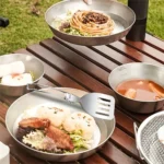 6pcs Kitchen Accessories Multi-functional Folding Kitchenware Cookware Stainless Steel Portable Folding Soup Ladle, Perforated Spoon, Scraper, Spatula and Storage Bag - Image 7